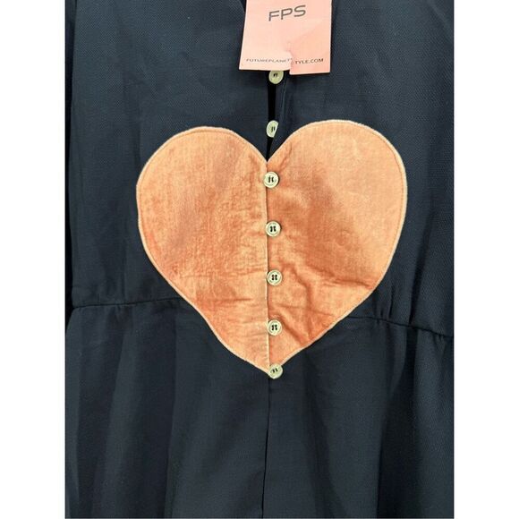 NWT Future Planet of Style FPS Womens Navy Blue Queen of hearts Midi Dress Small - Picture 6 of 10